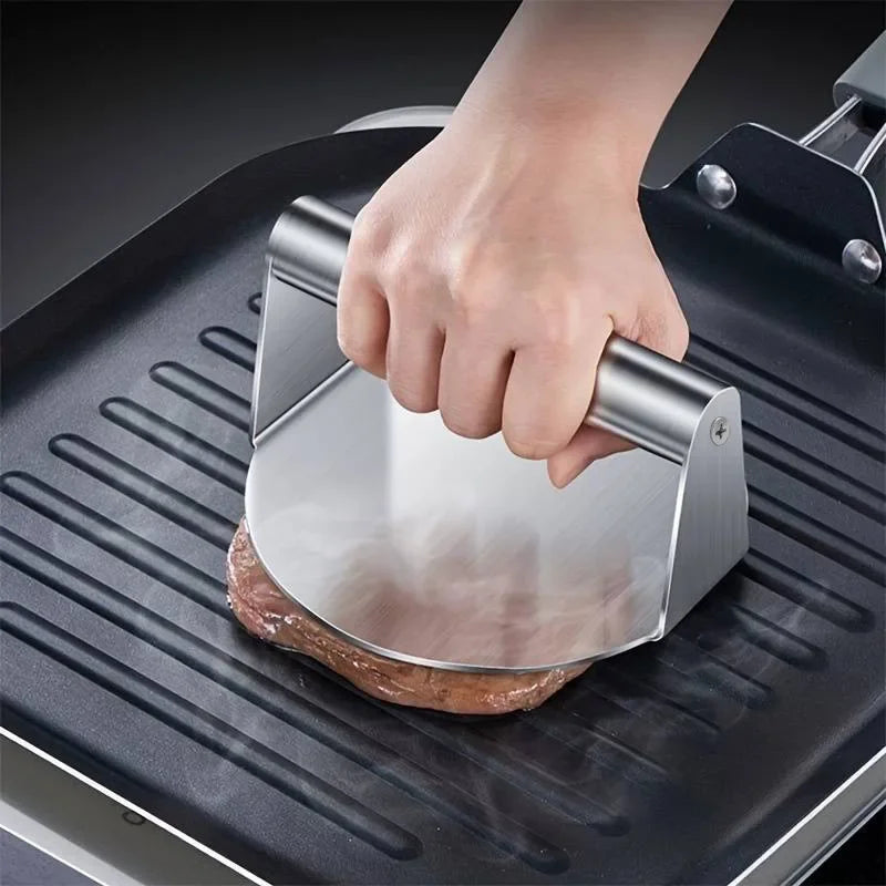 La Pressa Smash Burger che ti dà la crosta perfetta — ogni volta. Acciaio inox 304 professionale. Risultato da ristorante,  direttamente a casa tua.