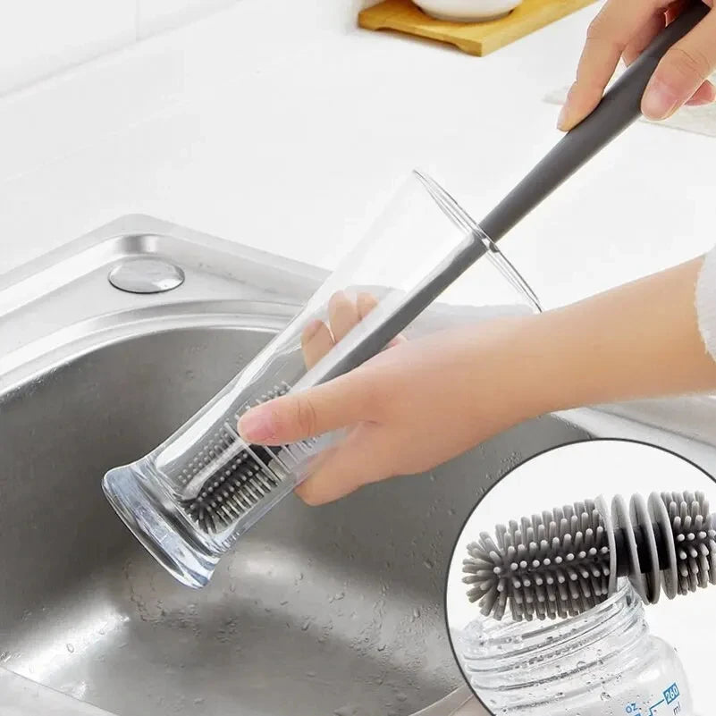 Spazzola in silicone a manico lungo per bottiglie – Pulizia profonda per tazze e thermos