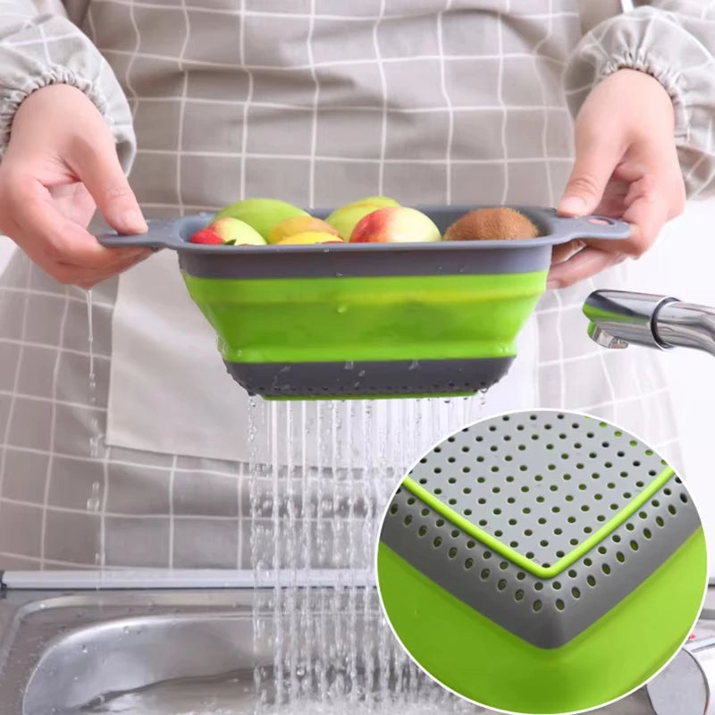 Scolapasta pieghevole in silicone – Colino salvaspazio per pasta, frutta e verdura