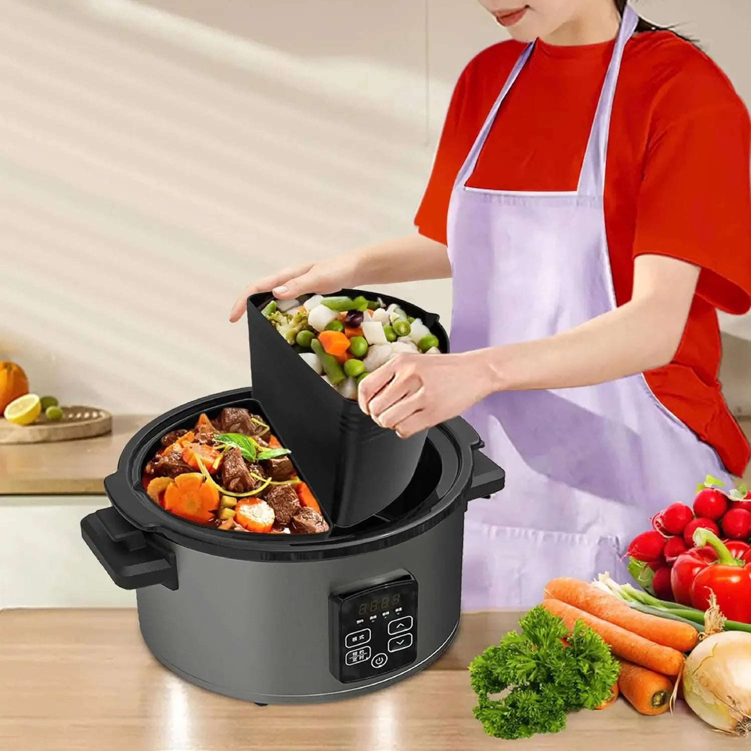 Set di Fodere in Silicone per Slow Cooker – Fodere Antiaderenti Riutilizzabili 6-8QT