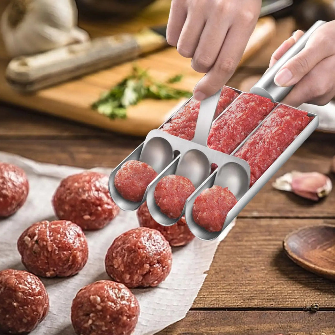 Set di palettine per polpette – Palettina porzionatrice in acciaio inox per polpette uniformi