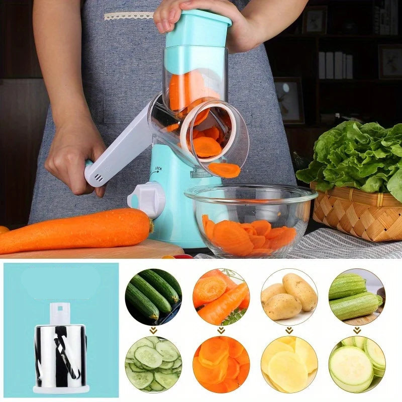 Affettaverdure rotante 3 in 1 – grattugia, affettatrice e tritatutto in uno