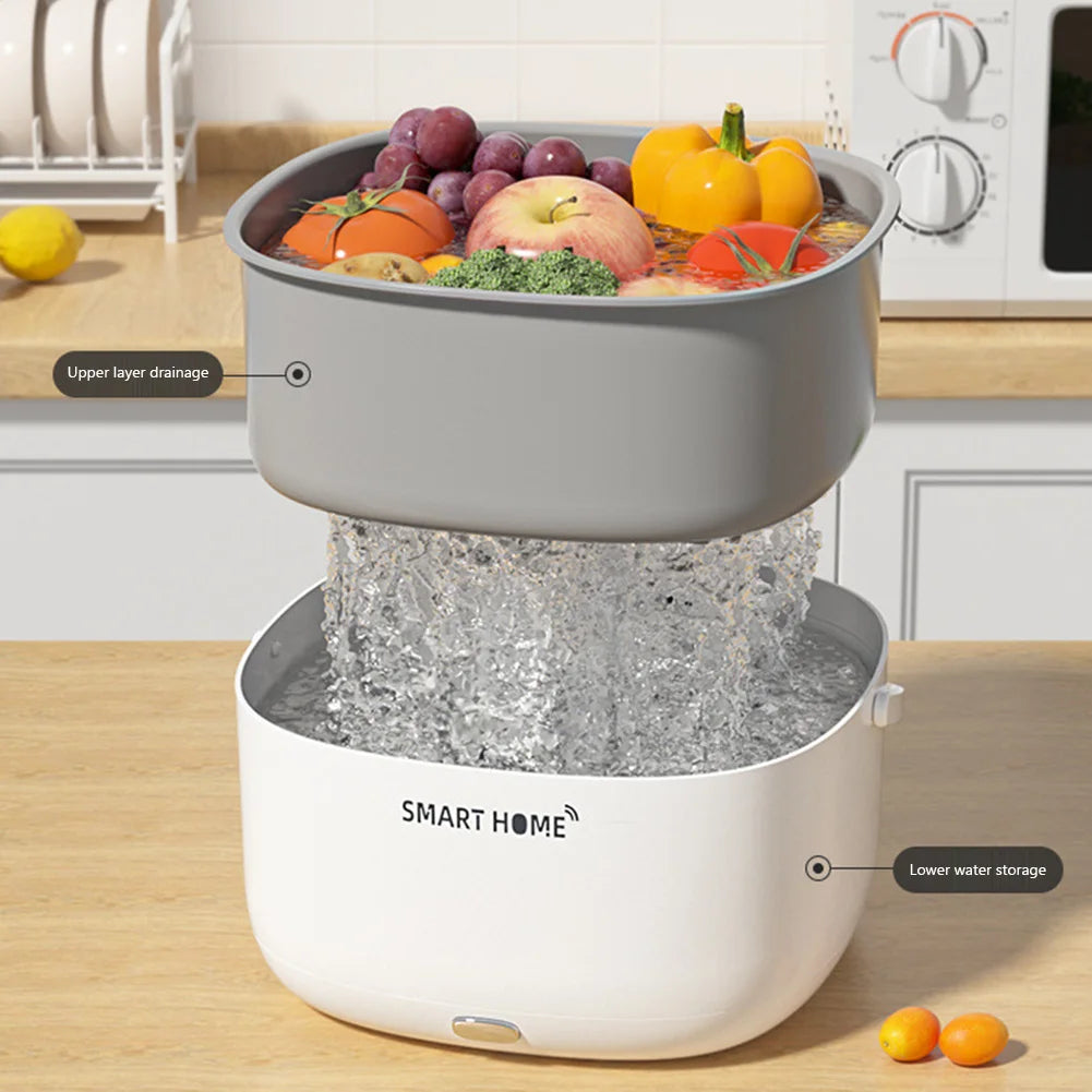 Cestello Lavatrice Elettrico a Ultrasuoni per Frutta e Verdura – Pulitore Senza Fili per Prodotti Ortofrutticoli