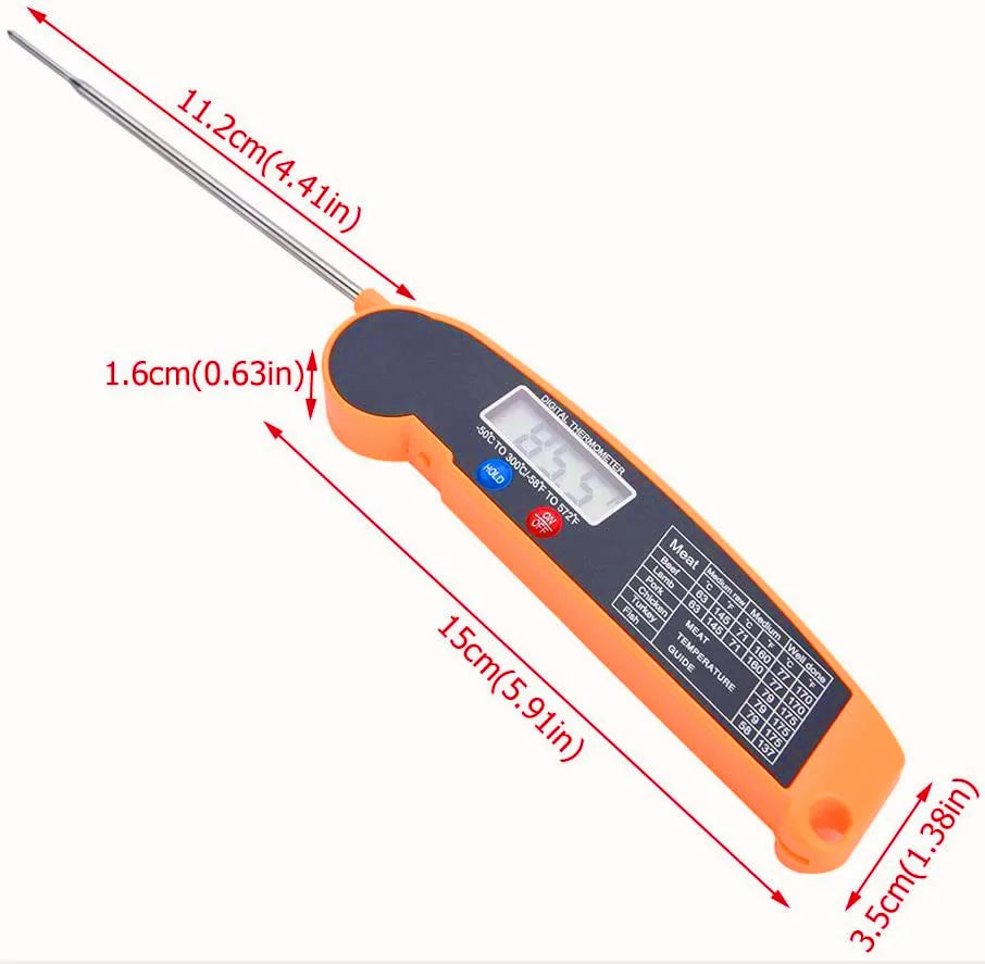 Termometro Digitale per Alimenti a Lettura Istantanea – Termometro da Cucina con Sonda Pieghevole